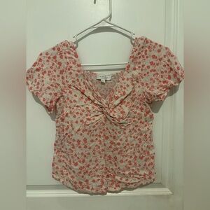 Kirious crop top floral pink top Size S